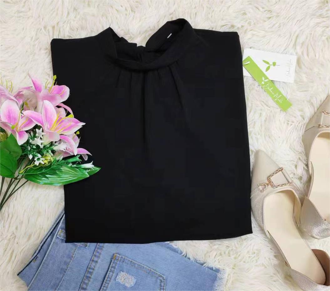 SpringStil® - Black short sleeve solid color top