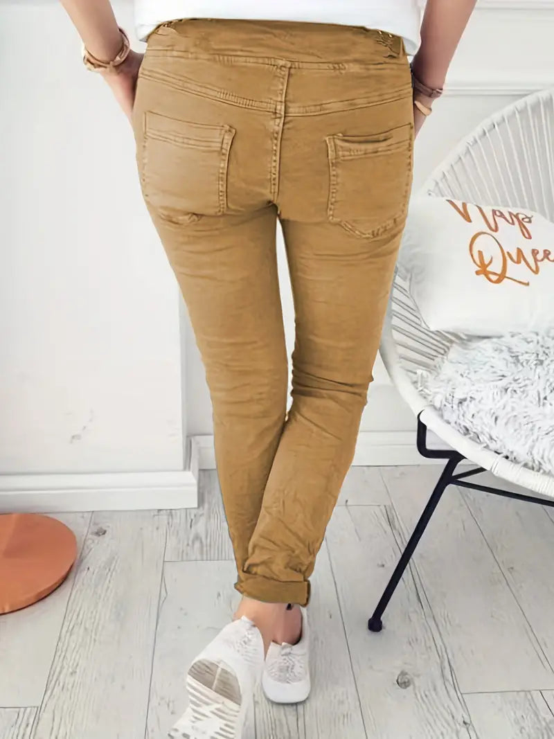 BioBlüte® - Casual sand-colored lace-up waistband jogging-chic trousers