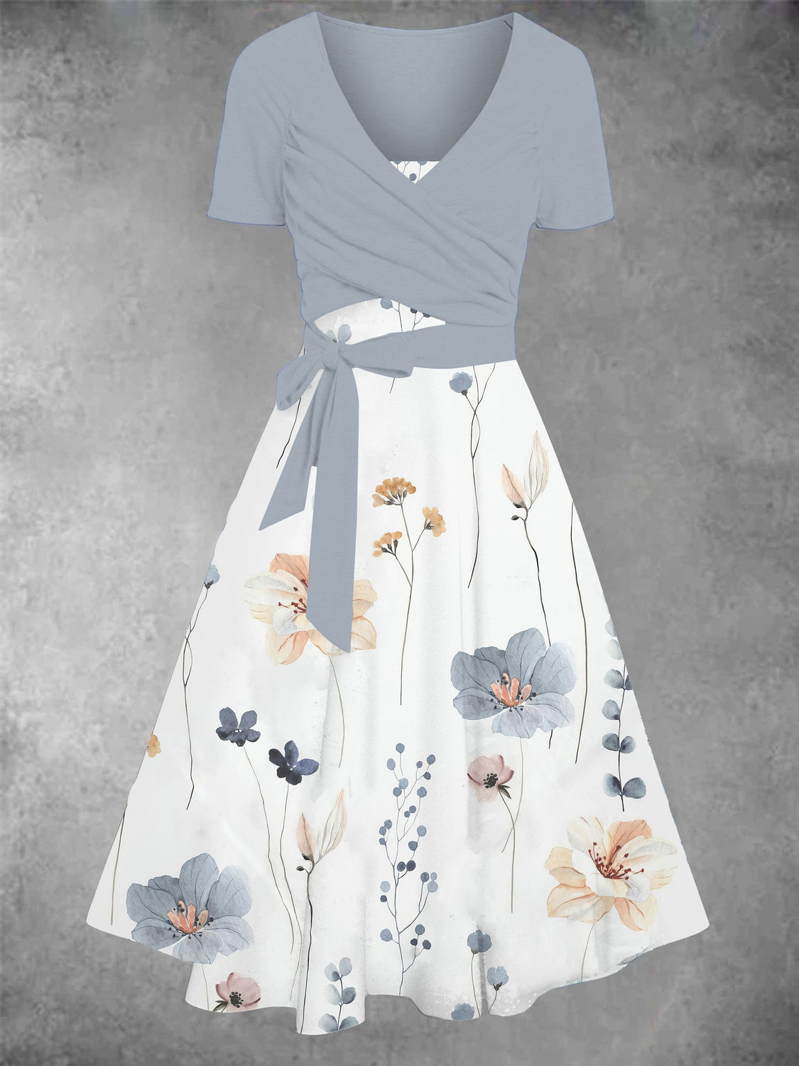 EcoExotica® - Zweiteiliges weißes Damenkleid mit Blumendruck